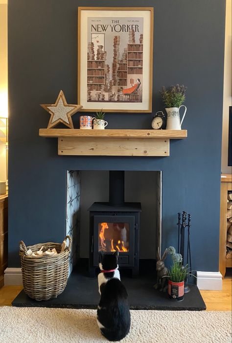 Topstak Cowbridge did an amazing job Woodburner Tiled Surround, Woodburners And Fireplaces, Wood Burner Fireplace Ideas Modern, Woodburner Tiles, Pattern Tile Fireplace, Log Burner Fireplace Ideas, Empty Fireplace Ideas, Empty Fireplace, Tile Around Fireplace