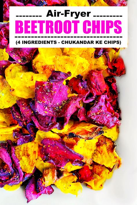 Air Fryer Beetroot Chips - Beet Chips Beetroot Chips, Beef Appetizers, Beet Chips, Crispy Chips, Best Appetizer Recipes, Easy Snack Recipes, Global Recipes, Indian Snack Recipes, Healthy Diet Recipes