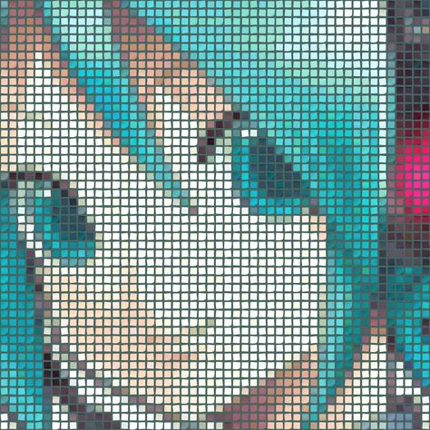 Hatsune Miku from postits Pixel Hatsune Miku, Project Sekai Pixel Art Grid, Hatsune Miku Pixel Art Grid, Miku Perler, Miku Pixel Art, Hatsune Miku Pixel Art, Miku Pixel Art Grid, 32x32 Pixel Art Grid, 8 Bit Art