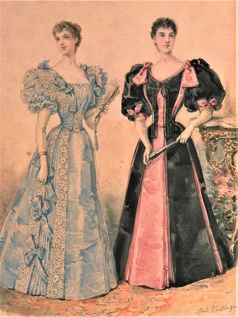 1895 Fashion Plate, 1890s Gown, Victorian Nightwear, Belle Epoque Fashion, 1899 Fashion, Victorian Era Fashion, 1890s Fashion, Old School Fashion, Historical Dress