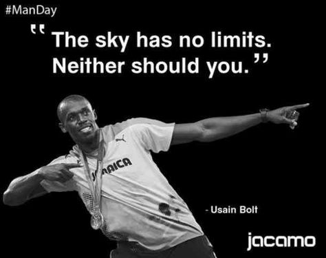 "The sky has no limits. Neither should you"—Usain Bolt #motivationalquotes #quotes #inspirationalquotes #runner #athlete #motivation Follow us on Pinterest: www.pinterest.com/yourtango Famous Athlete Quotes, Ufc Quotes, Famous Sports Quotes, Famous Athletes, Track Quotes, Motivational Quotes For Athletes, Inspirational Sports Quotes, Athlete Motivation, Athlete Quotes