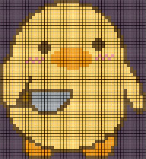 Duck Pixel Art Grid, Cartoon Pixel Art, Duck With Knife, Pixel Grid, Grid Art, Corner Crochet, Corner To Corner Crochet, Pixel Art Templates, Art Templates