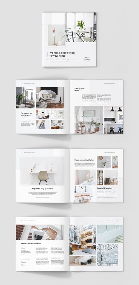 Architecture Portfolio Template, Design Portfolio Layout, Architecture Brochures, Architecture Portfolio Layout, Brochure Design Layout, Architecture Portfolio Design, Architectural Studio, Page Layout Design, Square Brochures