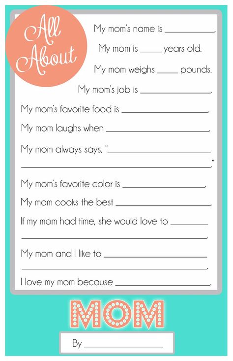 Mother's Day Questionnaire | A fun and FREE printable for the kids to fill out for their moms for Mother's Day! There's also one for grandma. #printable #free #moms Grandma Printable, Cupcake Diaries, Mother's Day Printables, All About Mom, Kid Cupcakes, Mom Jobs, Moms Favorite, Mom Day, I Love Mom