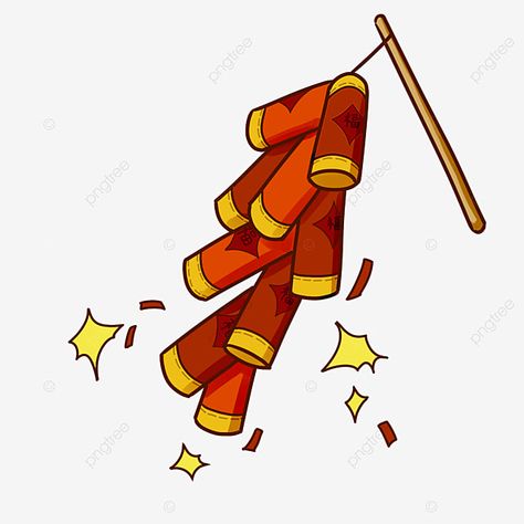 Chinese New Year Firecrackers, Firecracker Drawing, Chinese New Year Drawing, Chinese New Year Illustration, Chinese Firecrackers, Chinese Clipart, New Year's Drawings, New Year Cartoon, Red Cartoon