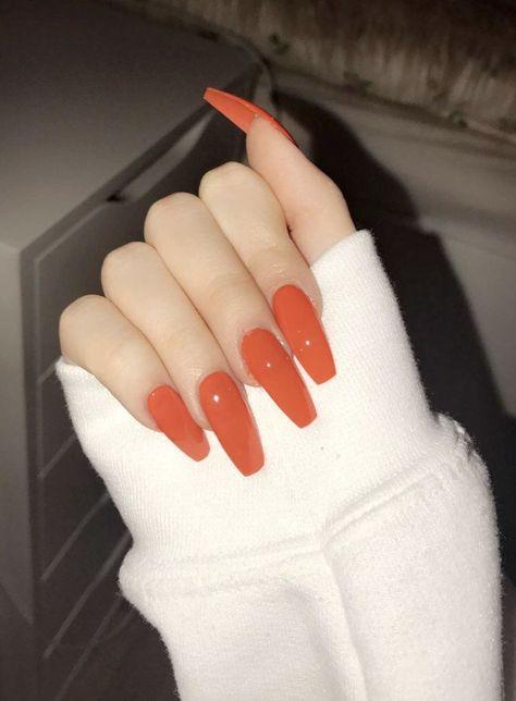 ♡Follow: Moonface712 for more♡ Orange Nail Designs, Pastel Nails, Orange Nails, Dark Orange, Best Acrylic Nails, Long Acrylic Nails, Gorgeous Nails, Cute Acrylic Nails, Acrylic Nail Designs