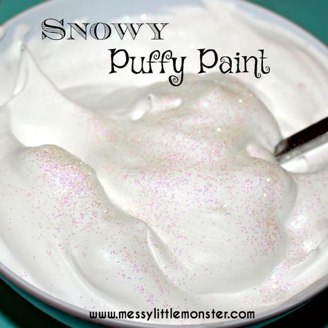 Puffy Paint Crafts, Puffy Paint Recipe, Fun Winter Crafts, Storytime Crafts, Paint Recipe, Melted Snowman, Snow Theme, Art Activities For Toddlers, Puffy Paint