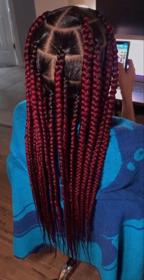 Maroon Braids, Red Braids, Protective Hairstyles Braids, Frontal Hairstyles, Beautiful Braids, Braided Hair, Hairstyles Braids, Hair Tips, Hair Dos