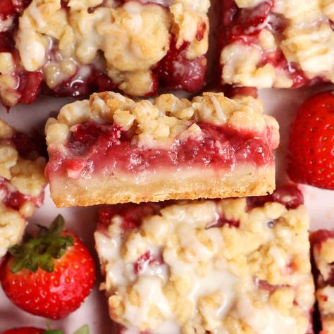 Strawberry Shortcake Bars Strawberry Bars Recipes Cake Mixes, Strawberry Pie Bars, Strawberry Squares, Strawberry Shortcake Cheesecake Bars, Baking Bars, Fresh Strawberry Desserts, Scientifically Sweet, Strawberry Shortcake Bars, Blueberry Pie Bars