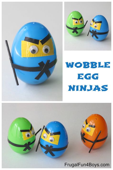 Make wobbling toy ninjas out of plastic eggs! Ninja Crafts, Egg Craft, Plastic Easter Eggs, Crafts Easter, Homemade Toys, Easter Egg Crafts, Operation Christmas Child, Plastic Eggs, Egg Crafts