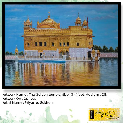 “The Golden temple”  by artist “Priyanka Sukhani” is a beautifully drawn landscape painting of the  "The Golden temple ",Amritsar that shines bright and vibrant.   #Jumbish #JumbishCreations #Art #Artist #Paint #Paintings #PaintYourOwnEscape  #PaintLandscape Golden Temple Painting, Farmer Painting, Quotes Doodles, Temple Painting, Calligraphy Quotes Doodles, Guru Nanak Wallpaper, Golden Temple Amritsar, Buddha Tattoo Design, Buddha Tattoo