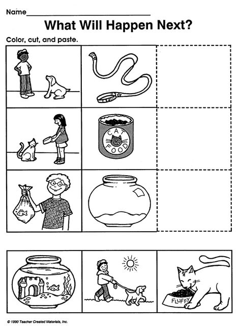 What Will Happen Next? Printable Critical Thinking Worksheet Kindergarten Sequencing, Kindergarten Sequencing Worksheets, Sequencing Kindergarten, Story Sequencing Worksheets, What Will Happen Next, Sequencing Worksheets, Pets Preschool Theme, Story Sequencing, Worksheet For Kids