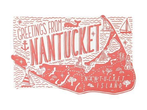 Greetings from Nantucket Postcard Tuckernuck Island, Nantucket Aesthetic, Postcards Inspiration, Summer People, Nantucket Massachusetts, Nantucket Red, Homemade Stickers, Postcard Stamps, Paper Press