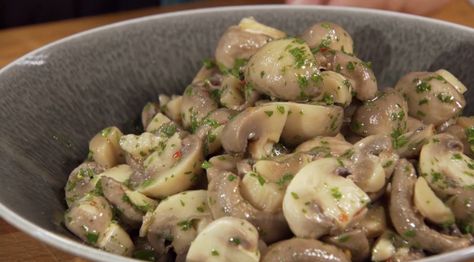 Marinated Mushrooms Recipe, Lidia's Recipes, Lidia Bastianich, Marinated Mushrooms, Eat Smart, Idee Pasto Sano, Eat Smarter, Vegetable Sides, Picky Eater Recipes