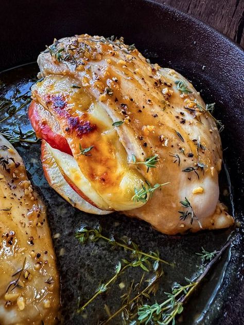 Apple & Brie Stuffed Chicken — Sippin' Foodie Chicken And Brie Recipes Dinners, Apple And Brie Stuffed Chicken, Chicken Brie Recipe, Brie Recipes Dinner, Brie Stuffed Chicken, Apple And Brie, Glazed Chicken Breast, Apple Brie, Chicken And Cheese Recipes