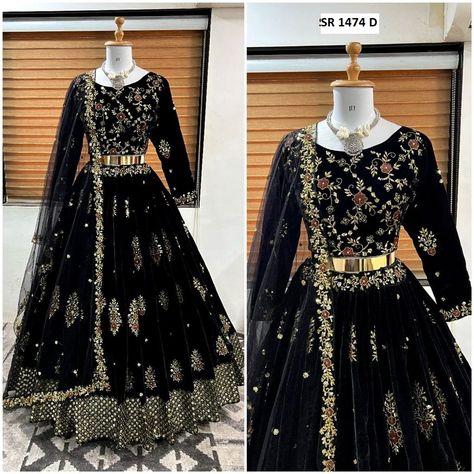 SHREE HARI SR 1474 D LEHENGA MANUFACTURER Black Lengha, Shimmer Lehenga, Lehenga Black, Black Lehenga Choli, Shree Hari, Indian Wedding Dresses, Indian Suit, Cotton Lehenga, Suit Salwar