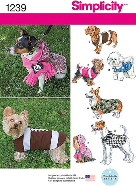 Simplicity 1239 Size A Dog Coats in 3 Sizes Sewing Pattern, Multicoloured : Patty Martin Designs: Amazon.de: Home & Kitchen Dog Coat Pattern, Large Dog Clothes, Dog Sewing Patterns, Fleece Dog Coat, Adorable Clothes, Pattern Sheets, Coat Pattern Sewing, Quilt Sewing Patterns, Dog Clothes Patterns