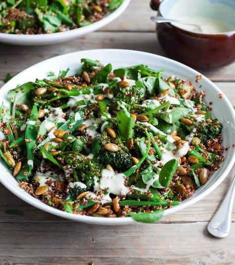 Broccoli Quinoa Salad, Broccoli And Quinoa, Broccoli Quinoa, Tahini Dressing Recipe, Lemon Quinoa, Broccoli Stalk, Quinoa Dishes, Preserved Lemon, Quinoa Recipe