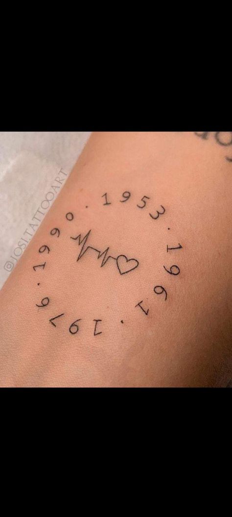 4 Grandparents Tattoo, Date Of Birth Tattoos Children, Abuelo Tattoo, Kids Birthday Tattoo, Tattoos For Grandparents Meaningful, Grandparents Tattoo, Inner Wrist Tattoos, Datum Tattoo, Wrap Around Wrist Tattoos