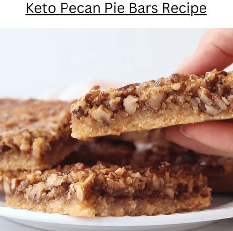 Keto Pecan Pie Bars Recipe - EASY KETO RECIPES Keto Pecan Pie Bars, Pecan Pie Recipes, Low Carb Pecan Pie, Pie Bars Recipe, Pecan Pie Bars Recipe, Keto Pecan Pie, Easy Bar Recipes, Keto Treats, Pie Bar Recipes