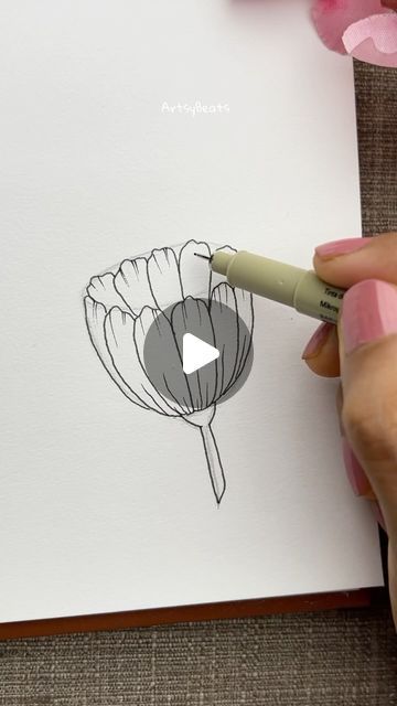 Flower Art Step By Step, How To Sketch Flowers Step By Step, How To Draw A Bouquet Of Flowers, Drawing Flowers Doodles, How To Draw A Simple Flower, How To Draw A Flower Step By Step, Pencil Flower Drawings, How To Draw A Flower, How To Draw Flowers Step By Step