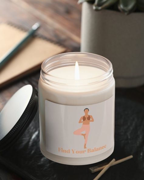 Transform your space into a serene sanctuary with our exquisite Balance Pilates Candle! Handcrafted with love and designed to inspire tranquility, this minimalist candle depicts a person gracefully posed in a yoga/pilates position accompanied by the empowering quote, "Find Your Balance." Available in four alluring scents -- Cinnamon Vanilla, Clean Cotton, Sea Salt + Orchid, and White Sage + Lavender -- this scented soy candle offers a blissful sensory experience, making it a perfect pilates gift idea or a soothing self-care ritual. Crafted from premium, eco-friendly soy wax, our Balance Candle ensures a clean, even burn that lasts an impressive 50-60 hours. Ideal for meditation sessions, peaceful evening routines, or simply to create a calming ambiance, this balance candle is more than jus Meditation Candle, Candle Minimalist, Candle Meditation, Pilates Gifts, Yoga Candles, Minimalist Candle, Minimalist Candles, Spiritual Candles, Meditation Candles