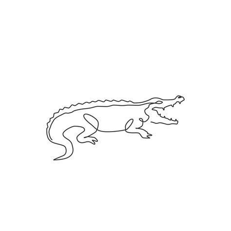 Alligator Tattoo, One Continuous Line Drawing, Crocodile Tattoo, Scary Animals, Bff Tattoos, Single Line Drawing, Continuous Line Drawing, Human Art, Line Tattoos