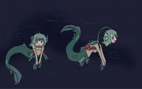 Slime Girl, Monster Girls, Dragon Girl, Angler Fish, Fish Drawings, Creature Feature, Sea Monsters, Weird Creatures, Ocean Creatures