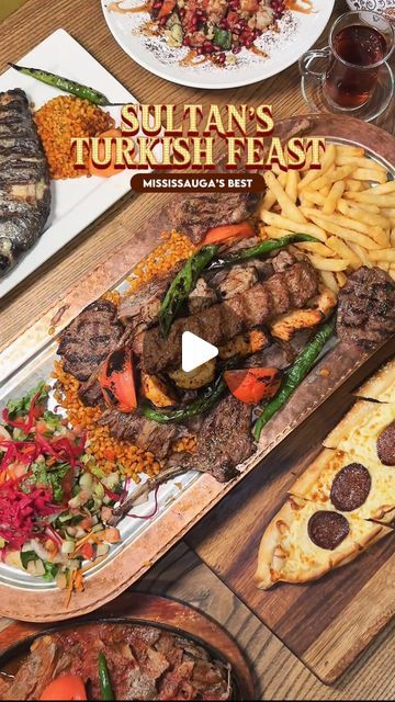 Mikey | Toronto Food Explorer on Instagram: "Come experience the Sultan’s Turkish feast in Mississauga.✨  🇹🇷Sultan Ahmet Turkish Restaurant serves authentic Turkish dishes made with the finest cuts of Halal meat. On weekdays before 5pm, they offer huge Halal grill platters ($78 for 2) featuring skewer Adana, kofte BBQ, chicken & lamb shish & beef doner. We enjoyed their classics including:  🔸Mix Grill Platter w/ salad, bulgar, bread 🔸Dorado Dinner w/ crisp juicy cupra fish  🔸Sucuklu Pide featuring spicy sausage  🔸Iskender Kebap that’s always sonflavorful 🔸Sultan Ahmet Signature Salad  🔸Semaver, traditional Turkish tea  🔸Pistachio Baklava to finish for dessert  💫This is simply one of the amazing feasts in the city that’s certain to fill your heart with delight. The restaurant is s Signature Salad, Mix Grill, Grill Platter, Turkish Dishes, Grilled Platter, Pistachio Baklava, Turkish Restaurant, Mixed Grill, Bakery Interior