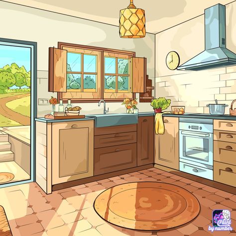 Kitchen Cartoon, Kitchen Background, Drawing Scenery, Kitchen Drawing, Relaxing Art, Cozy Kitchen, Beautiful Landscape Wallpaper, Homescreen Wallpaper, Room Interior Design