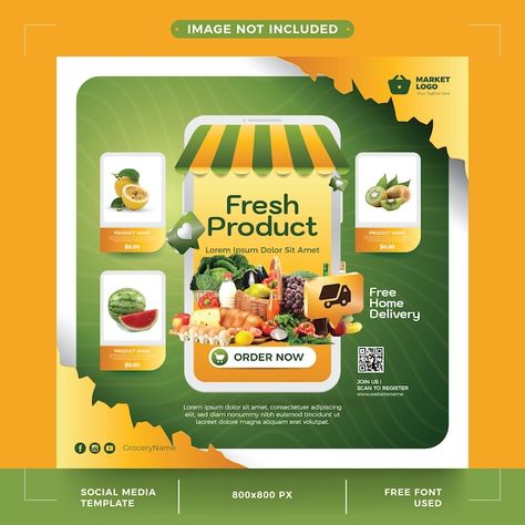 Grocery store social media poster design | Premium Vector #Freepik #vector #background Grocery Store Poster Design, Grocery Store Social Media, Grocery Signage, Grocery Store Flyers, Store Social Media, Cool Poster Designs, Social Media Poster Design, Media Poster Design, Product Banner