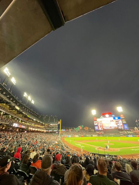 Oracle Park San Francisco, Night San Francisco, Aesthetic Dream Life, Baseball Aesthetic, Oracle Park, Park At Night, Park Aesthetic, 2022 Instagram, Aesthetic Dream