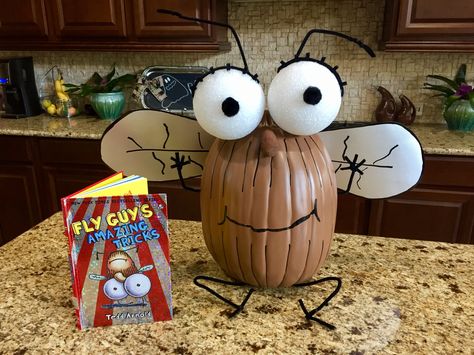 Fly Guy Pumpkin Book Character Fly Guy Pumpkin, Book Character Pumpkins, Story Book Pumpkin, Character Pumpkins, Pumpkin Books, Pumpkin Decorating Contest, No Carve Pumpkin Decorating, Pumpkin Contest, Halloween Pumpkin Designs