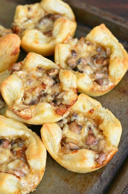 Mushroom Cheese Puff Bites. Buttery, cheesy, tasty little cups of mushroom filled pastry. from willcookforsmiles.com Mushroom Bites Appetizers, Mushrooms Puff Pastry, Mushroom Crescent Roll Appetizer, Savory Bites Recipes, Pastry Cups Appetizers, Puffed Pastry Appetizers, Easy Puff Pastry Appetizers, Mushroom Puffs, Breakfast Buffet Ideas