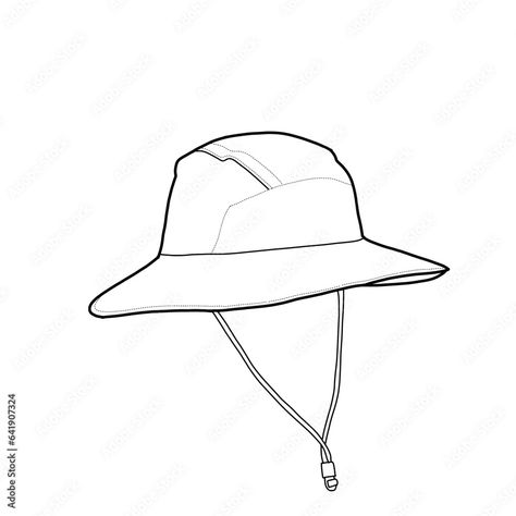 Unisex hat, design vector template outdoor hat. Vector illustration. Hat Template, Outdoor Hat, Hat Vector, Clothes Reference, Fashion Cap, Line Art Design, Outdoor Hats, Hat Design, Vector Template