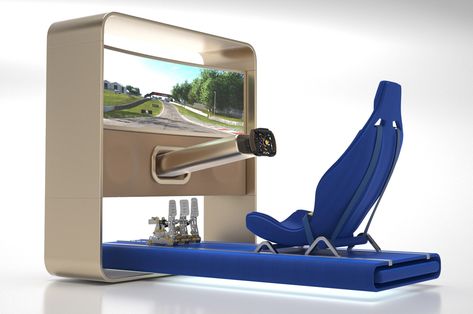 Masculine Home Office Ideas, Masculine Home Office, Driving Simulator, Real Racing, Racing Simulator, Geek Gadgets, Yanko Design, Global Design, Bucket Seats