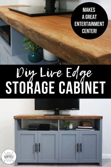 Live Edge Cabinet, Storage Cabinet Diy, Diy Live Edge, Wood Storage Cabinet, Cabinet Diy, Wood Storage Cabinets, Beginner Woodworking Projects, Live Edge Wood, Diy Cabinets