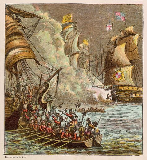 The Spanish Armada is defeated by the sailors of the English fleet in the Channel Shackleton Endurance, Benjamin Harrison, Spanish Armada, Grover Cleveland, Sea Battle, History Of The World, English History, Giclee Painting, Funny Puns