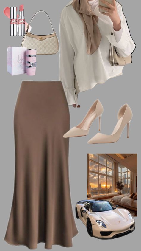 hijab/modest outfit inspo / hijab outfit inspo/ silk dress / silk skirt / rich lifestyle Classy Date Outfits, Classy Hijab Outfits, Classy Hijab, Hijabi Lifestyle, Skirt Heels, Hijab Outfits, Casual Outfit Inspiration, Date Outfits, Hijab Outfit