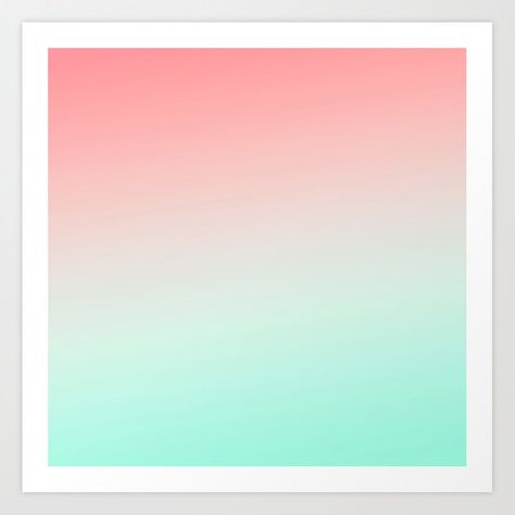 Ombre gradient digital illustration coral green colors Art Print by Fuzzyfox - X-Small Ombre Wall, Mint Coral, Ombre Gradient, Colors Art, Ombre Color, Colour Board, Abstract Prints, Colorful Art, Unique Art