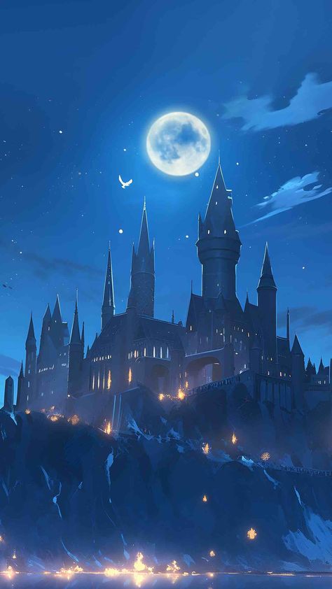 Hogwarts Night Aesthetic, Hogwarts Art Castle, Hogwarts Painting, Hogwarts Train, Harry Potter Castle, Train Wallpaper, Harry Potter Background, Paris Wallpaper, Hogwarts Castle