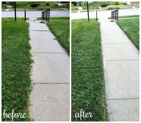 Edging a Sidewalk makes SUCH a huge difference in your curb appeal! Details and Stihl products at Reality Daydream #landscaping #lawncare #curbappeal How To Edge Lawn, Sidewalk Edging Ideas, Chalk Art Sidewalk, Sidewalk Edging, Sidewalk Chalk Art Ideas, Concrete Pavers Walkway, Sidewalk Landscaping, Chalk Art Ideas, Curb Appeal Garden