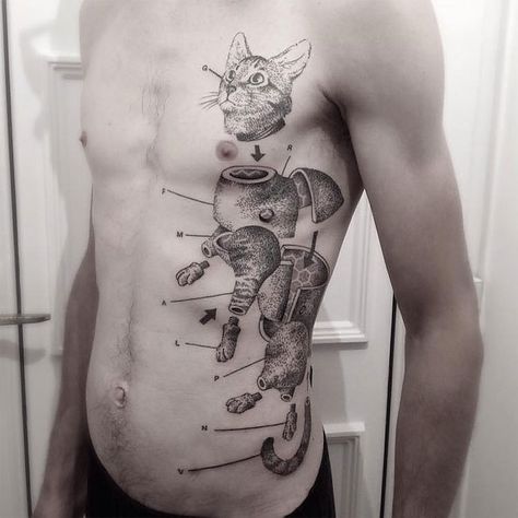 Tatuajes de animales híbridos que parecen bocetos surrealistas - Cultura Inquieta Tatuaje Trash Polka, Etching Tattoo, Cat Tattoo Designs, London Tattoo, Geniale Tattoos, Skin Art, Blackwork Tattoo, Piercing Tattoo, First Tattoo