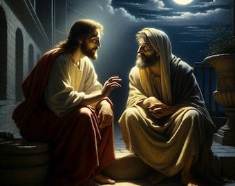 Nicodemus And Jesus, Jesus And Nicodemus, Prince Singer, Lds Artwork, Images D'art, Moonlit Sky, Pictures Of Jesus Christ, Biblical Art, Large Format Printing