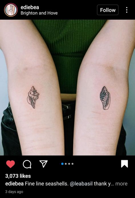 She’ll Tattoo, Sea Shell Tattoo, Seashell Tattoo, Shell Tattoo, Seashell Tattoos, Shell Tattoos, Basic Tattoos, Tattoos Women, Leg Tattoos Women