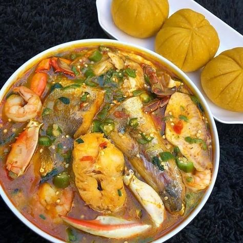 Okro soup /sea soup with hot eba. Okro Soup, Okra Soup Recipe, Okra Stew, African Recipes Nigerian Food, Bike Food, Okra Recipes, Austin Food, Nigerian Food, Recipe Boards