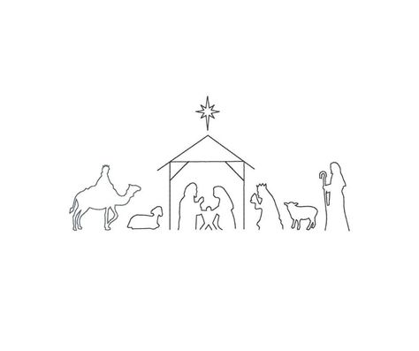 Scene Outline, Nativity Embroidery, Embroidery Reference, Machine Embroidery Christmas, Outline Embroidery, Christmas Card Messages, Jesus Design, Bean Stitch, Christmas Embroidery Patterns