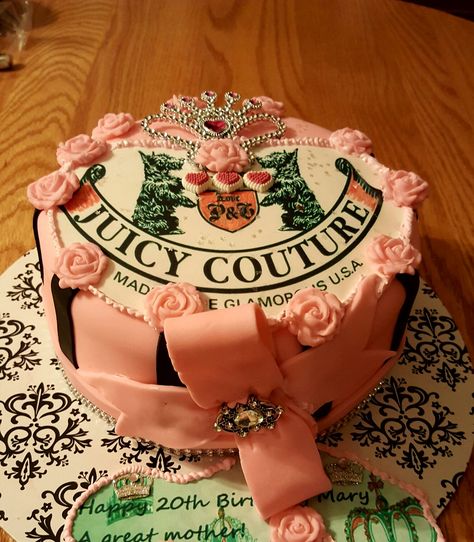 Juicy  Couture Theme birthday cake Juicy Couture Cake, 2000s Birthday, Theme Birthday Cake, Dream Birthday, Pink Juicy Couture, Couture Cakes, Birthday Stuff, Johnnie Guilbert, Cupcake Ideas