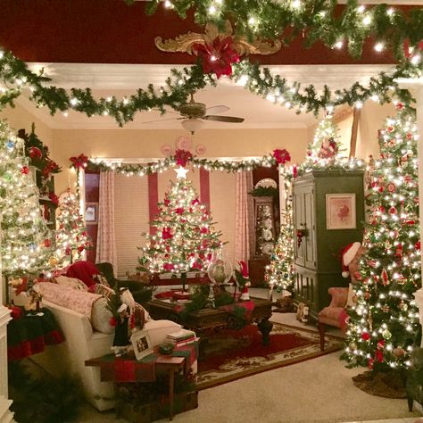 Christmas Lights Inside, Christmas Home Decor Ideas, Christmas Bathroom Decor, Inside House, Traditional Christmas Decorations, Christmas Decorations Living Room, Christmas Interiors, Christmas Decorations Bedroom, Christmas Living Rooms