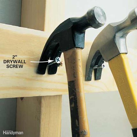 Quick-Draw Hammers Hammer Storage, Garage Workshop Organization, Plywood Shelves, Woodworking Patterns, Storage Tips, Diy Garage Storage, Workshop Organization, Garage Storage Organization, Quick Draw